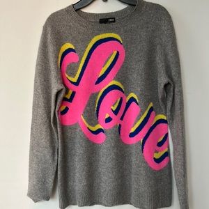 Aqua Women’s Cashmere Love Graphic Gray Sweater Size Small